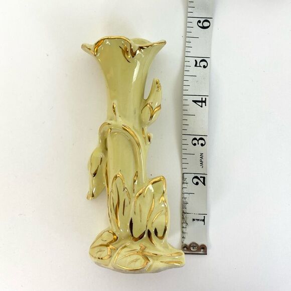Vintage 22K Gold Hand Painted Yellow Bud Vase - Picture 3 of 5